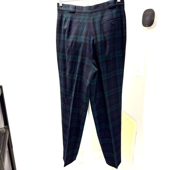 100% Wool Collectible Gold Giorgio Sant Angelo lined plaid pleat pant Size 14 - Picture 3 of 5